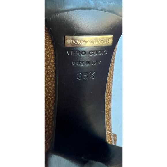 NWOT Dolce & Gabbana Brown Leather Embellished Loafer Block Heel Pumps Sz 6.5 - Picture 12 of 12